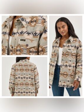 BNWT Wrangler Retro Quilted Snap Button Southwestern Aztec Jacket size Large
